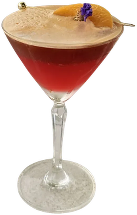 West Side at Sway CNX: espresso, peach syrup, lemon, grenadine, soda